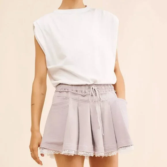 Anthropologie Daily Practice Goal Line Twofer Mini Dress White and Gray Lacey Lg - Picture 3 of 14